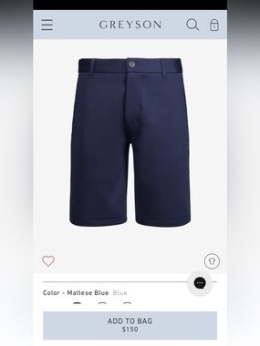 Greyson Sequoia Maltese Blue Men's Tailored Shorts READ - Size 37, like new
